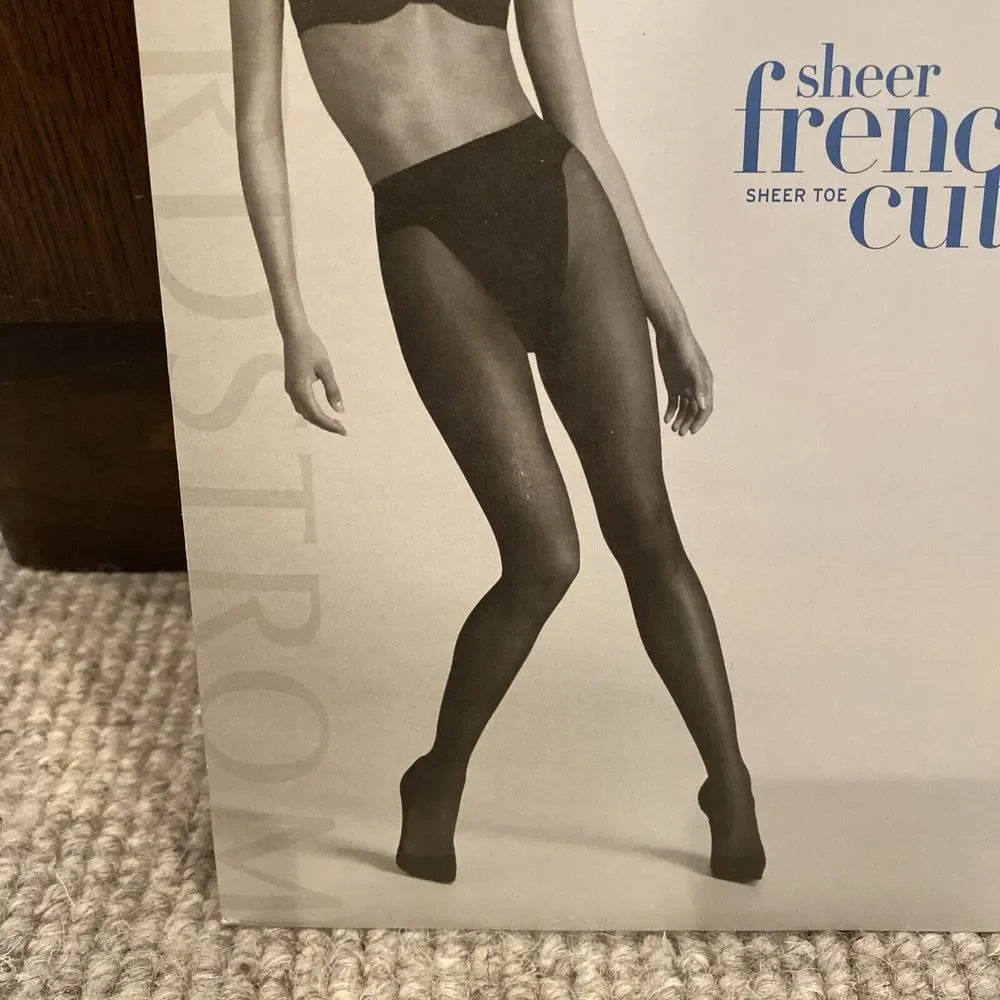 Nordstrom Sheer French Cut sheer‎ toe Taupe size A Pantyhose NOS Vintage